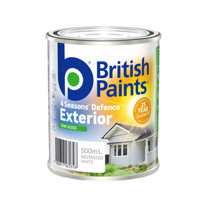 British Paints 500ml White Semi Gloss 4 Seasons Exterior Paint