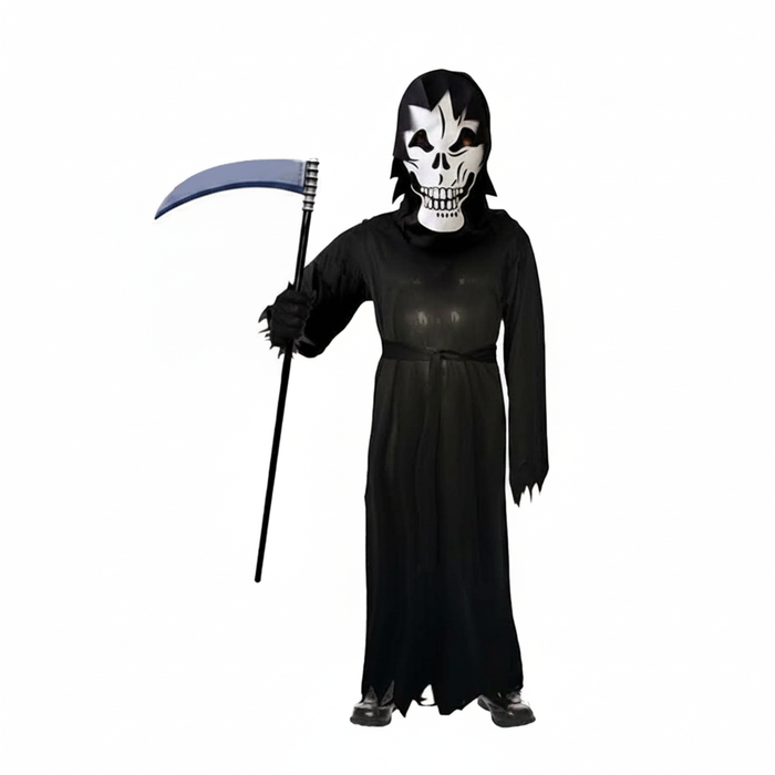 More Than Party Grave Ghoul Kids Halloween Costume Skull Mask Hooded Tunic 6-9y