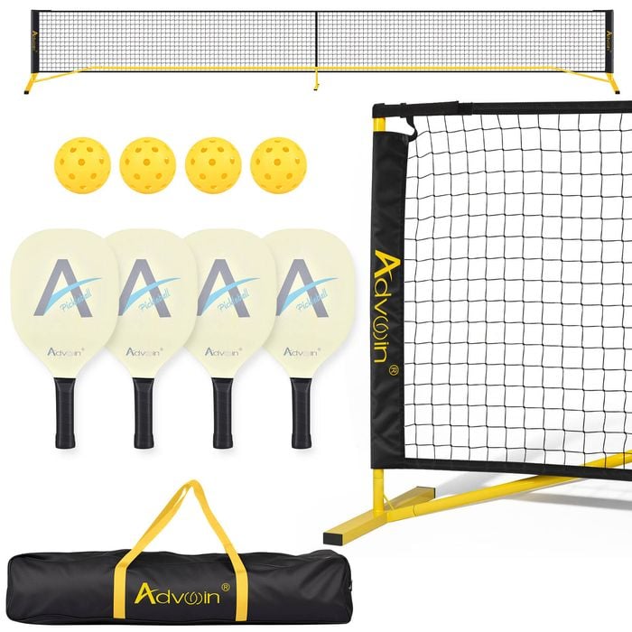 ADVWIN Pickleball Set with 6.7M Net, 22FT Regulation Size Pickleball Net System for Driveway Backyard