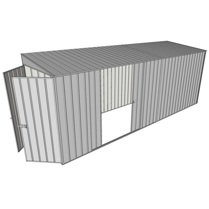 Build-a-Shed 1.5 x 5.2 x 2m Double Sliding Side Door Skillion Shed - Zinc