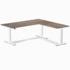 Desky Eco L-Shape Sit to Stand Natural Walnut Melamine Desk 180x175cm Left Return White Height Adjustable Leg