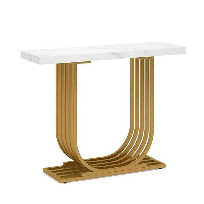 White Modern Console Table Coffee Narrow Side Desk