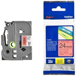 Brother TZE Tape, 24mm Black on Red, 10 Roll Pack