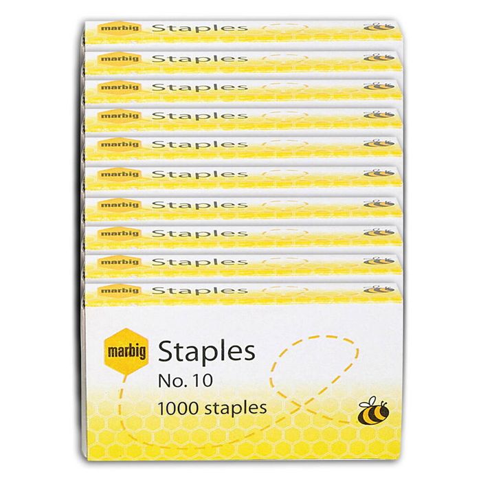 10pk Marbig Steel Stationery Staples No.10 Refill 1000bx School Office Home Sl