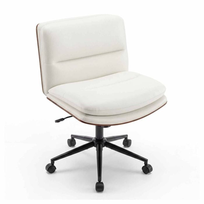 Costway Vanity Office Chair Adjustable Computer Backrest White