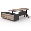 Modern Furniture EASTON Sit Stand Electric Lift Executive Desk- Warm Oak & Black