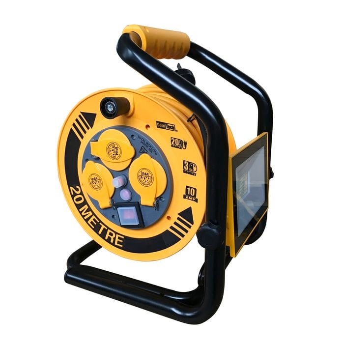 CordTech 20m 3 Socket Heavy Duty Light And Cable Reel