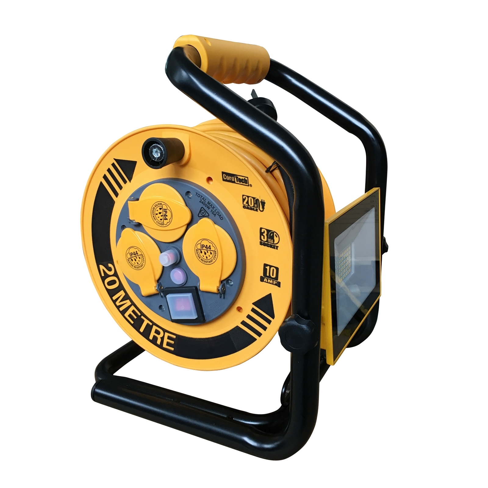 CordTech 20m 3 Socket Heavy Duty Light And Cable Reel