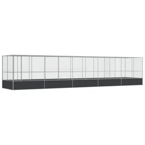 vidaXL Aviary with Extension Budgie Finch Pigeon Cage Parrot House Silver Steel