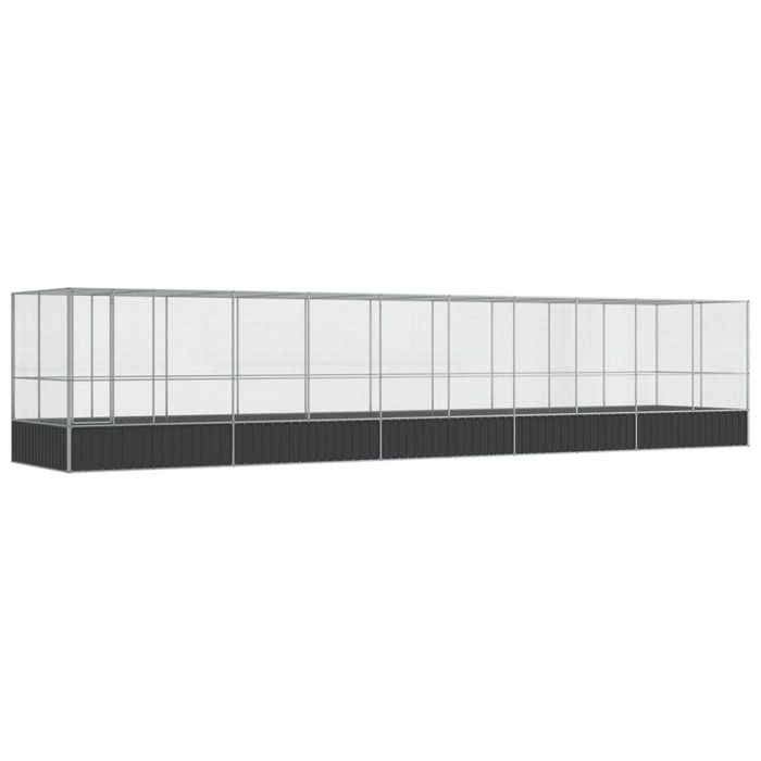 vidaXL Aviary with Extension Budgie Finch Pigeon Cage Parrot House Silver Steel