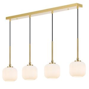 Telbix Bobo Modern Pendant Hanging Lamp Light Metal Glass Antique Gold Opal Matt Matte