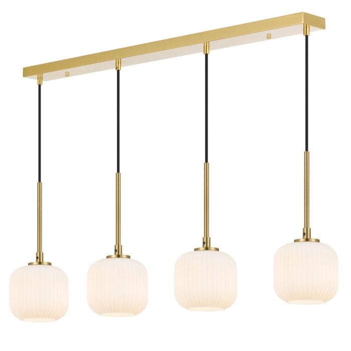 Telbix Bobo Modern Pendant Hanging Lamp Light Metal Glass Antique Gold Opal Matt Matte
