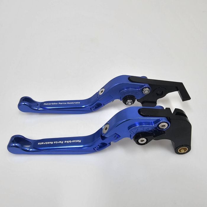 Yamaha Mt-09 Brake And Clutch Lever Pair Suit 2015-2020 Tracer (shorty Style) - Blue With Black Adjuster