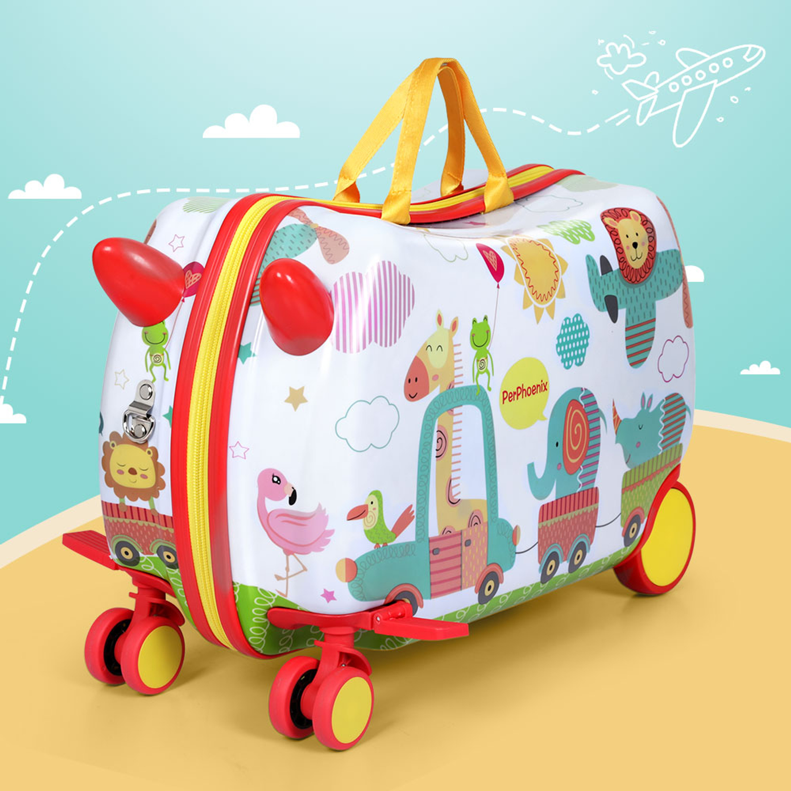 Wanderlite 17 Kids Ride On Luggage Children Suitcase Trolley Travel Zoo Bunnings Australia