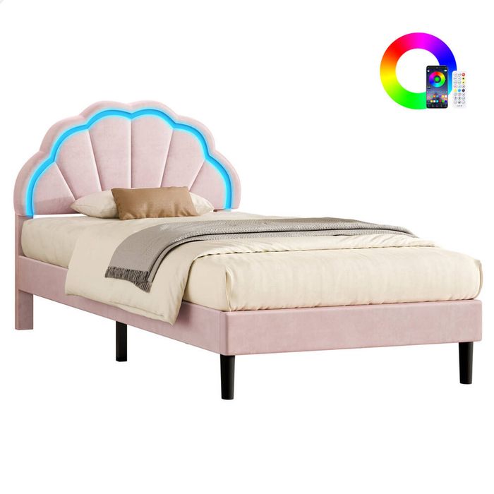 ALFORDSON Bed Frame King Single LED Adjustable Headboard Pink