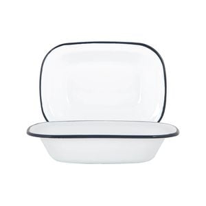 Argon Tableware White Enamel Pie Dishes - 25.5cm - Pack of 2
