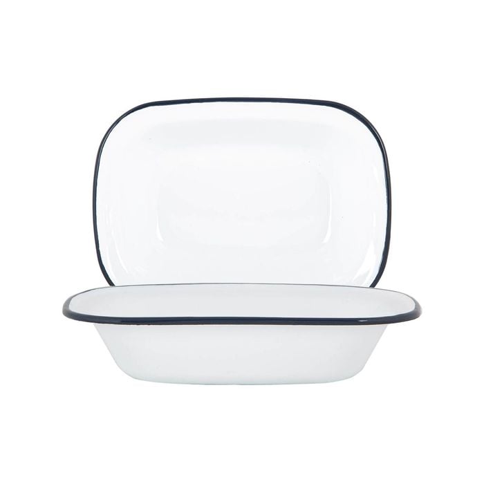 Argon Tableware White Enamel Pie Dishes - 25.5cm - Pack of 2