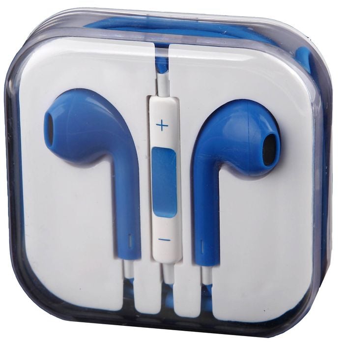Handsfree Headphone Earphone w/ Mic 3.5mm Connector Jack - Blue