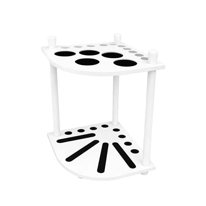 Leaf Living Arix Mahogany Corner Cue Rack, 8-cue Wooden Floor Stand With Dual-level Holders - White
