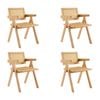 Korina Carver 4pc Set Dining Arm Chair Solid Timber Wood Rattan Wicker Natural