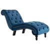 vidaXL Chaise Lounge Blue Velvet Thick Padded Home Bedroom Sleeper Lounge Sofa