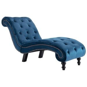 vidaXL Chaise Lounge Blue Velvet Thick Padded Home Bedroom Sleeper Lounge Sofa