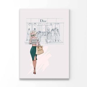 Fashion Store with Stylish Lady Print 100% Australian Made 90x120cm (Stretched Canvas)