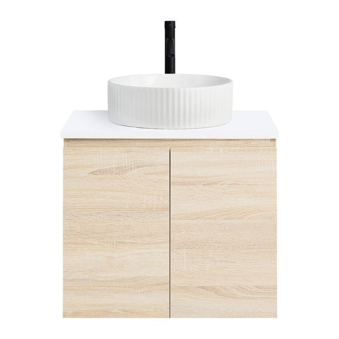 CIBO 600mm Coast Veneer Nordic Wall Hung Bathroom Vanity With White ...