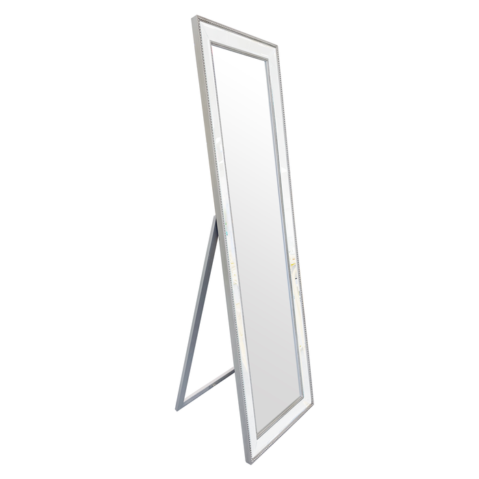 Elegant Collections Free Standing Antique Silver Beaded Mirror