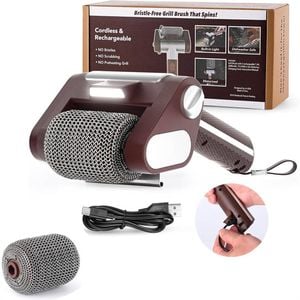 Catzon Electric Grill Cleaner Bristle Free Rechargeable with LED Light-Brown