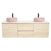 CIBO 1500mm Coast Veneer Nordic Wall Hung Double Bathroom Vanity With Pale Pink Countertop Basins