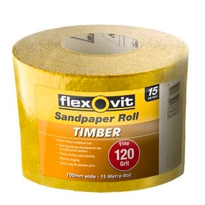 Flexovit Sandpaper Roll for Timber 115mm x 15m - 120 Grit