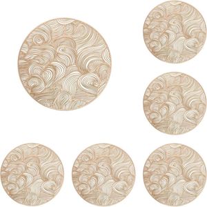 Catzon 6 Pcs Placemats Round Cloud Pvc Hollowed-out-gold