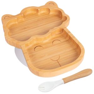 Tiny Dining Bamboo Llama Baby Weaning Plate & Fork Set