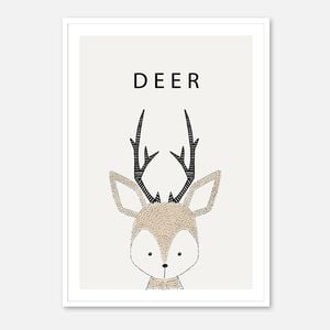 Galrie Charming Minimalist Deer Illustration -Whimsical Animal Art Print for Home Decor, Poster Only, A2 42 x 60cm (16 x 24inch)