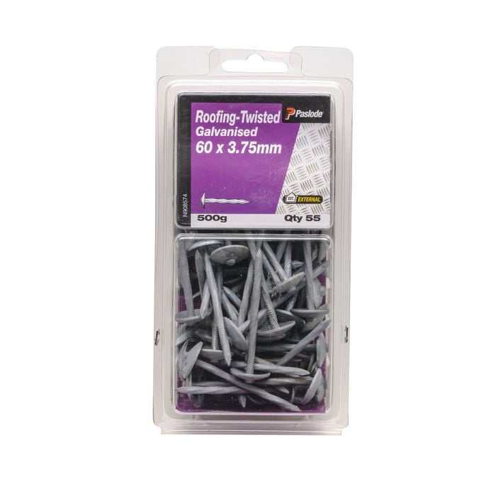 Paslode 60 x 3.75mm 500g Galvanised Twisted Roofing Nails - 55 Pack