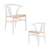 Ark Wishbone 2pc Set Dining Chair Replica Hans Wenger Beech Timber Wood White