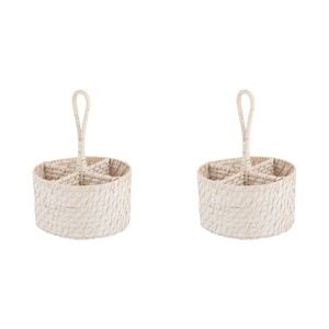 2x Ladelle Whitehaven Woven Round Utensil Caddy Holder/Carrier Kitchenware