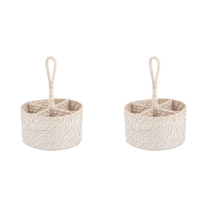 2x Ladelle Whitehaven Woven Round Utensil Caddy Holder/Carrier Kitchenware