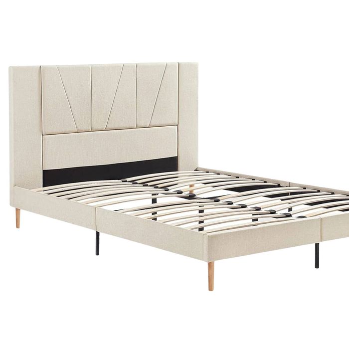 Jervis Linen Bed Frame Beige - Queen