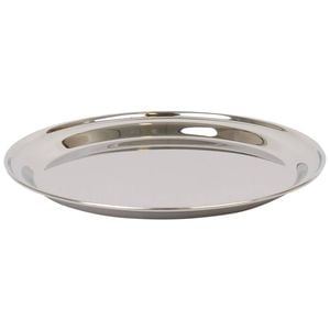 Argon Tableware 40.5cm Serving Platter - Stainless Steel Chrome Dinner Tray Round Tray Plate Large Appetizer Serving Dishes