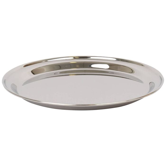 Argon Tableware 40.5cm Serving Platter - Stainless Steel Chrome Dinner Tray Round Tray Plate Large Appetizer Serving Dishes