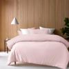 Accesorize Bamboo Cotton Double Stitch Quilt Cover Set Blush - Single Bed