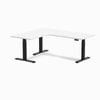 Desky L-Shape Sit to Stand White Melamine Desk 1800x1500mm - Left Return Height Adjustable Matte Black Leg