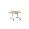 Olg Modulus Flip Table White And Silver Frame New Oak Ravine Top 1200mm Diameter