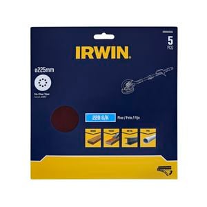 IRWIN 225mm 180 Grit 8 Holes Quick Fit Drywall Discs - 5 Pack