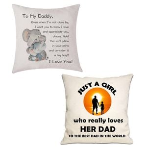 Catzon 2 Pcs Linen Throw Pillow Covers for Dear Dad Birthday Gifts for Father-Set 11