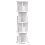 Ufurniture 4-Tier Rotating Bookshelf Corner Standing Display Shelf Organizer Storage Rack White