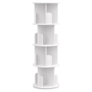 Ufurniture 4-Tier Rotating Bookshelf Corner Standing Display Shelf Organizer Storage Rack White