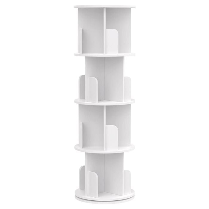 Ufurniture 4-Tier Rotating Bookshelf Corner Standing Display Shelf Organizer Storage Rack White